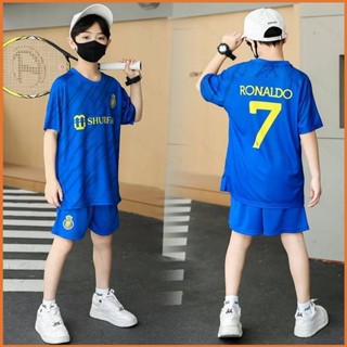 Fb 22/23 ชุดเด็ก Al Nassr Jersey Home Away Cristiano Ronaldo เสื้อยืดฟุตบอล กางเกงขาสั้น ชุดเด็ก