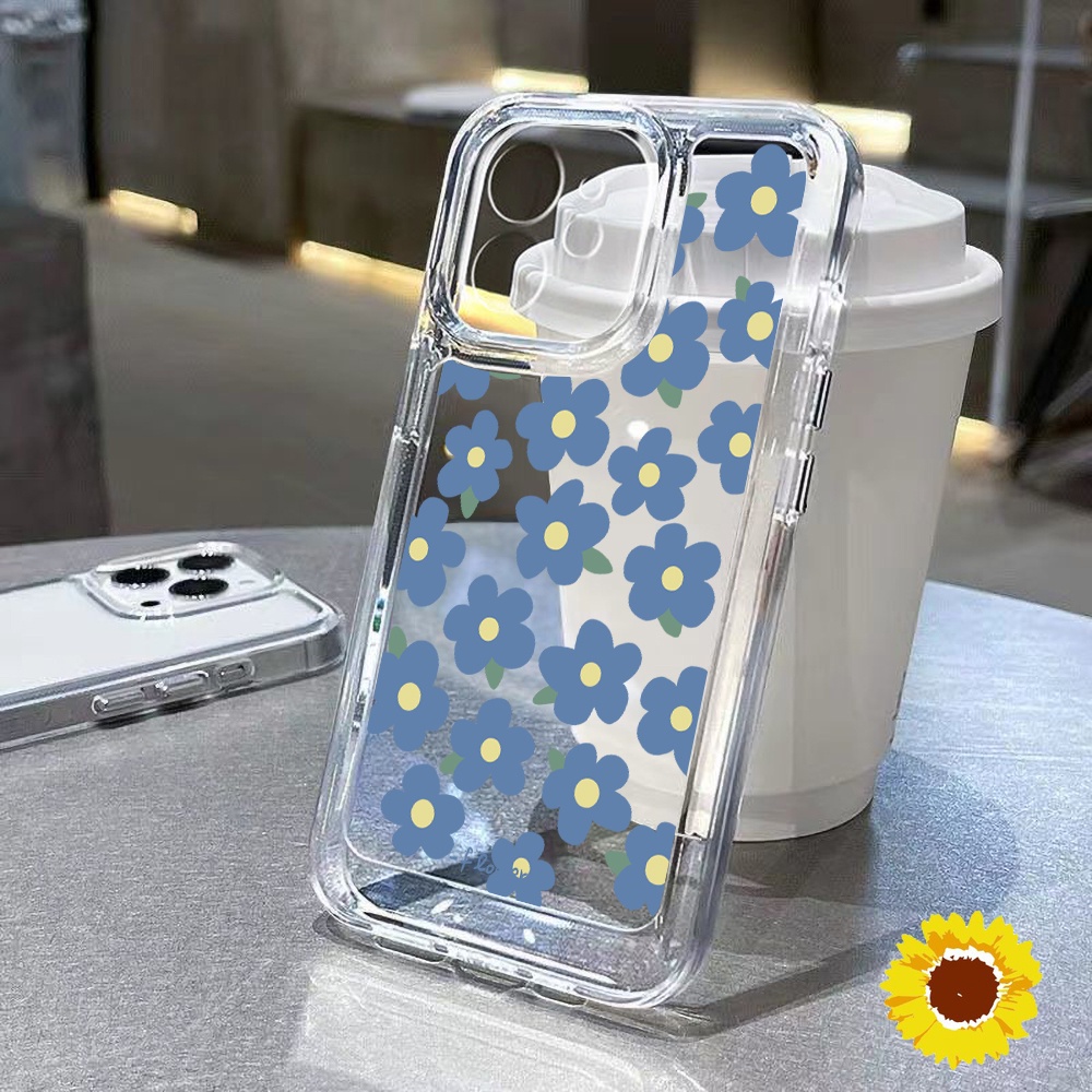 Space Clear ดอกไม้ซิลิโคนเคสโทรศัพท์สำหรับ IPhone 11 12 13 14 Pro 15 Max 7 8 Plus XS Max XS SE 2020 ฝาครอบกันกระแทก