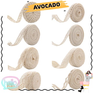 Avocarr ริบบิ้นลูกไม้ ผ้าฝ้าย ถักโครเชต์ สไตล์วินเทจ สีขาวงาช้าง DIY