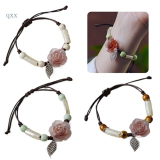 Ch*【พร้อมส่ง】สร้อยข้อมือแฟชั่น ลายดอกไม้ เชือกสีดํา คริสตัล ดอกคามิเลีย สําหรับงบแฟชั่น