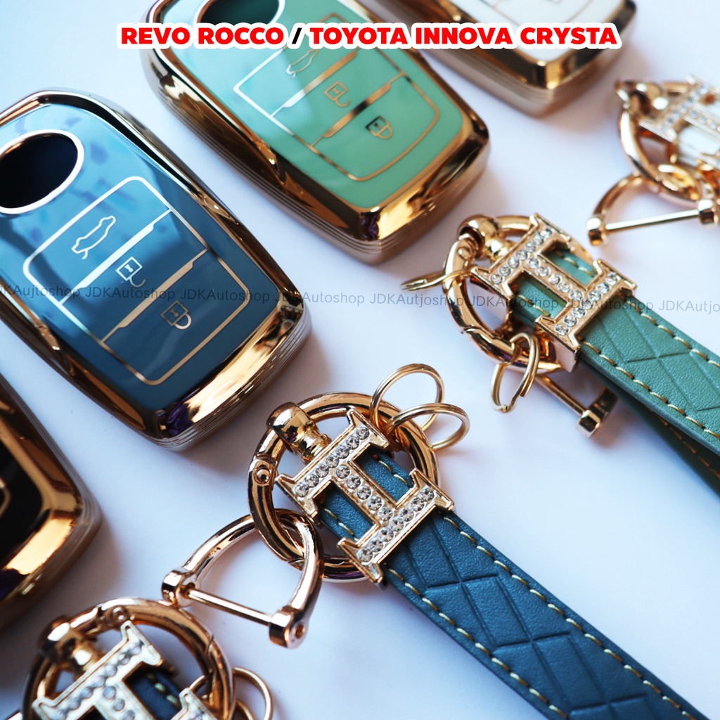 ปลอกกุญแจ ซองกุญแจ TPU พร้อมพวงกุญแจ รีโมท Smart key 3 ปุ่ม TOYOTA HILUX REVO / REVO ROCCO / TOYOTA INNOVA CRYSTA