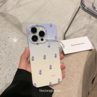 เคสป้องกันโทรศัพท์มือถือ แบบนิ่ม ลายดอกทิวลิป สีม่วง สีฟ้า สําหรับ Apple Iphone 11promax 8plus xsmax 13promax 14Promax 13 12 11 X XR