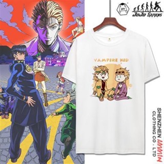 JoJos Bizarre Adventure อนิเมะน่ารักเสื้อยืด Unisexผ้าฝ้ายแท้พิมพ์ลายเสื้อขาว