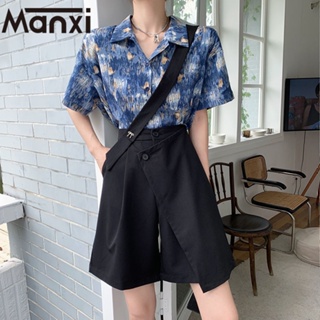 Manxi เสื้อลายดอก เสื้อลายดอกไม้ สไตล์ฝรั่งเศสแขนสั้น 2023 ใหม่ A25K0QN