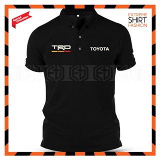 เสื้อยืดโปโล ผ้าฝ้าย พิมพ์ลายโลโก้ Toyota TRD Tricolour AE86 Baju Lelaki สไตล์วินเทจ