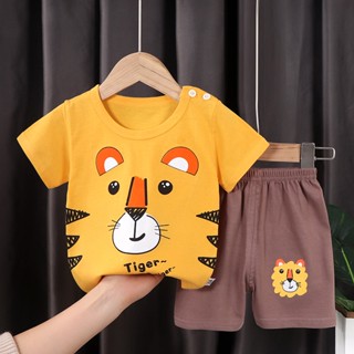 ใหม่ ชุดเสื้อยืด แขนสั้น กางเกงขาสั้น ผ้าฝ้าย แฟชั่นฤดูร้อน สําหรับเด็ก 2023 2 ชิ้น