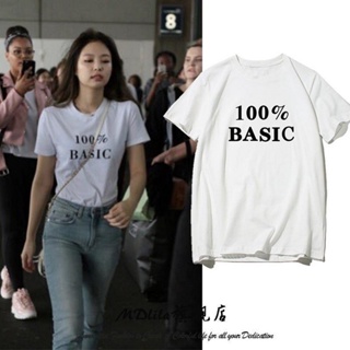 เสื้อยืดแขนสั้น พิมพ์ลายตัวอักษร Blackpink JENNIE Jin Zhini เข้ากับทุกการแต่งกาย สไตล์เกาหลี สําหรับผู้ชาย และผู้หญิง