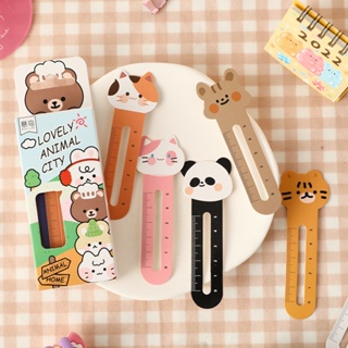 Peach 30Pcs Cute animal Bear Rabbit cat pattern ruler Bookmark student stationery Book Holder present