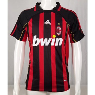 เสื้อกีฬาแขนสั้น ลายทีมชาติฟุตบอล Milan 06-07 AC ไซซ์ S-XXL ชุดเหย้า สไตล์เรโทร แบบแห้งเร็ว สําหรับผู้ชาย