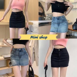 Mini shop🌸พร้อมส่ง🌸 (3308) กางเกงกระโปรงยีนส์ เอวสูง ใส่สบายมี2สีน่ารัก y2k เบาๆ -NZ