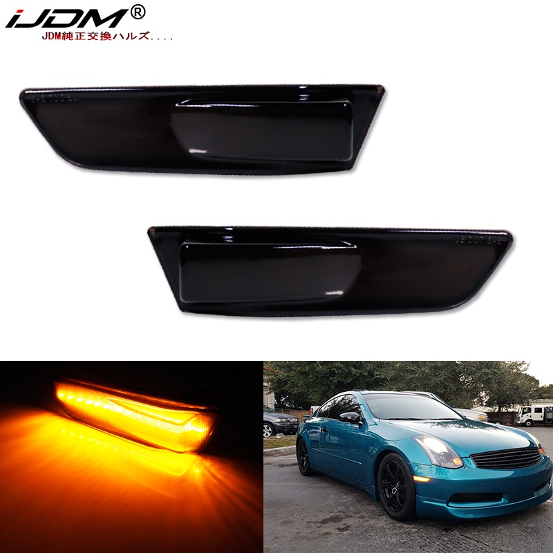 2pcs Amber Led กันชนหน้าด้านข้างไฟเลี้ยวไฟแสดงสถานะสําหรับ 2003-2007 Infiniti G35 Coupe Nissan Skyli