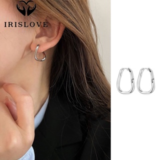 Irislove ต่างหูห่วง เงิน S925 ทรงเรขาคณิต เรียบง่าย หรูหรา แวววาว เครื่องประดับแฟชั่น สไตล์เกาหลี สําหรับผู้หญิง ผู้ชาย ออกเดท ปาร์ตี้