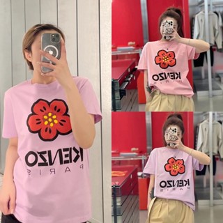 Kzo เสื้อยืดแขนสั้น คอกลม ผ้าฝ้าย พิมพ์ลายดอกไม้ BOKE series begonia ขนาดใหญ่ สําหรับผู้หญิง