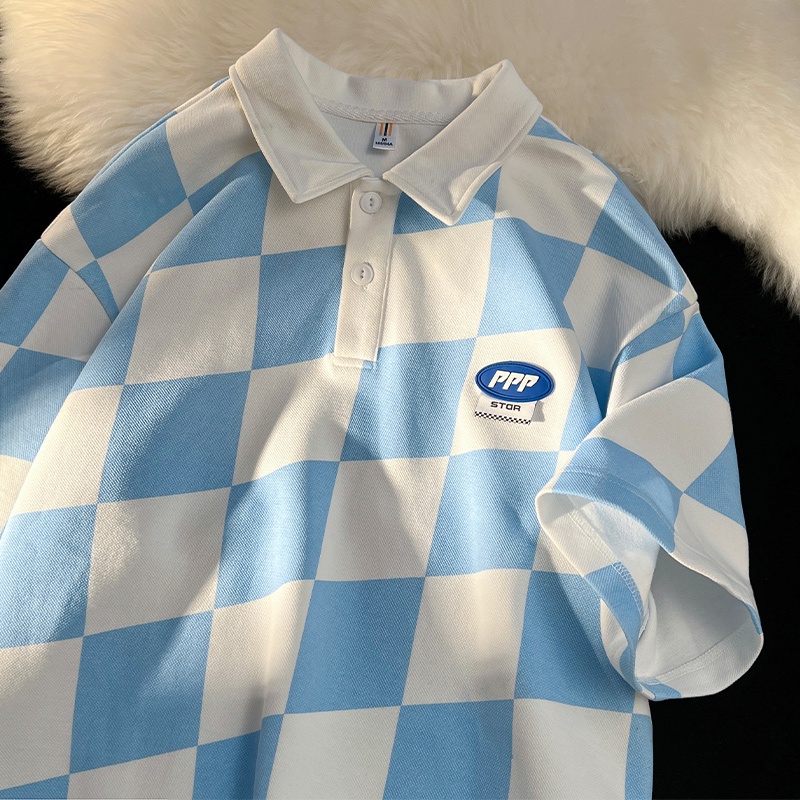 เสื้อโปโลแขนสั้น ลายสก๊อต แฟชั่นฤดูร้อน สําหรับผู้ชาย 2024