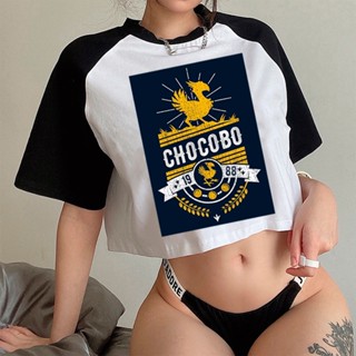 Chocobo เสื้อยืด เสื้อครอป ท็อป ลายมังงะ สไตล์วินเทจ 2000s ไซเบอร์ y2k 2000s สําหรับผู้หญิง