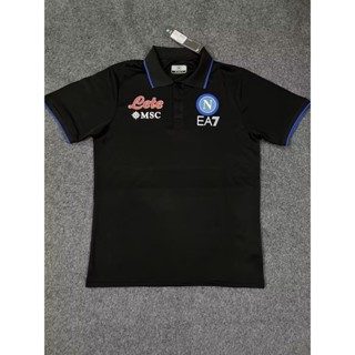 เสื้อกีฬาแขนสั้น ลายทีมชาติฟุตบอล S.S.C. 23/24 ชุดเยือน สําหรับผู้ชาย เสื้อโปโลแขนสั้น ลายทีมชาติฟุตบอล Napoli สีดํา สําหรับผู้ชาย ไซซ์ S - 2XL