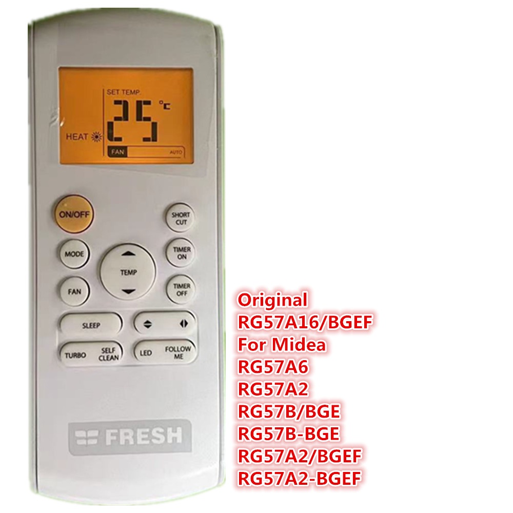 1 RG57A16/BGEF รีโมทคอนโทรลสําหรับ Midea Air Conditioner RG57A6 RG57A2 RG57B/BGE RG57B-BGE RG57A2/BG
