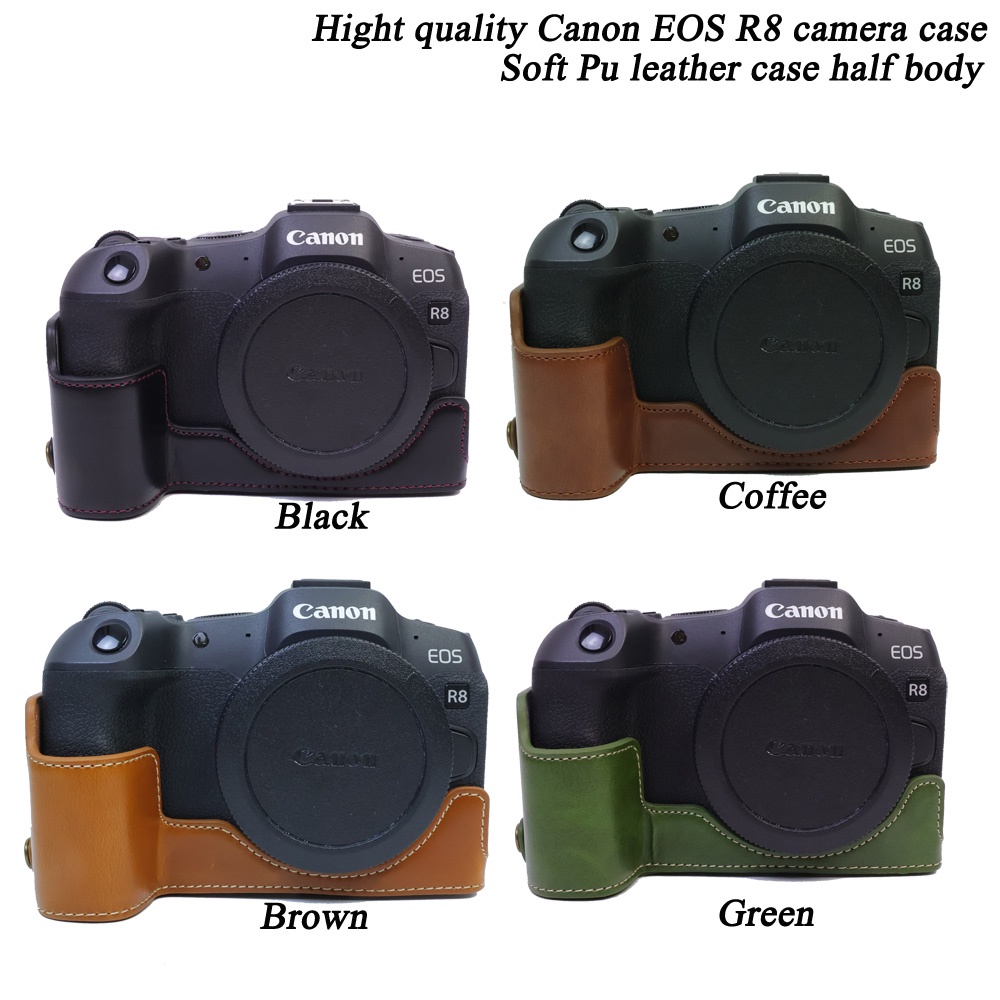 Canon R8 R50 กระเป๋ากล้องหนัง Pu ครึ่งตัวสําหรับ Canon EOS R8 EOS R50