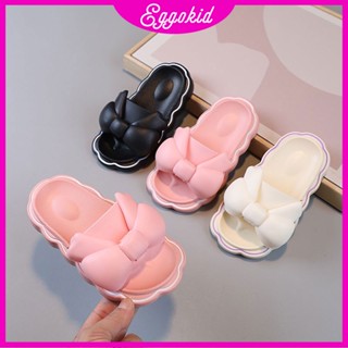 Eggokids store รองเท้าแตะ พื้นนิ่ม ผูกโบว์ พื้นแบน สําหรับเด็ก