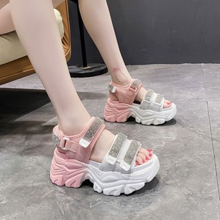 💥รองเท้าส้นตึก รองเท้าแตะแฟชั่น,มาใหม่,ส้นสูง 8 ซม 3สี size 34-39💕