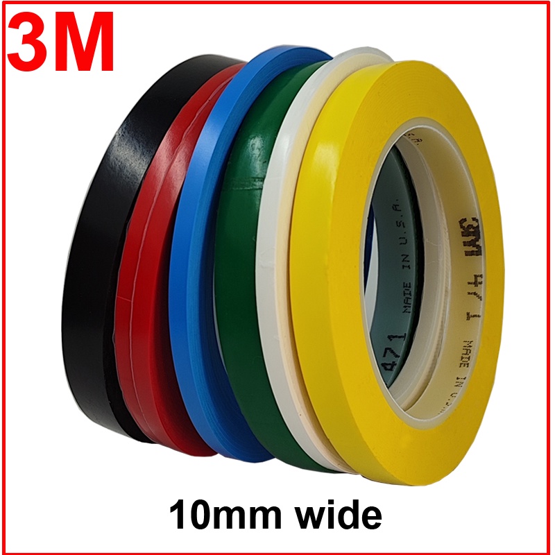 เทปไวนิล 33M 10 มม. 3M 471 ยาว 33 ม. สีเขียว ดํา น้ําเงิน แดง สําหรับตกแต่ง