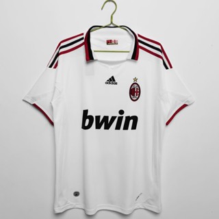 เสื้อกีฬาแขนสั้น ลายทีมชาติฟุตบอล AAA 2009/10 AC Milan Away สไตล์วินเทจ ไซซ์ S-XXL