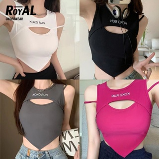  Royal Underwear เสื้อครอปท็อป แขนกุด ผ้าถัก ทรงสกินนี่ เซ็กซี่ สําหรับผู้หญิง BBB273