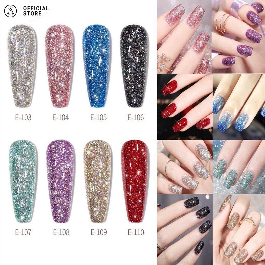 ร้านไทย สีเจล GAOY กลิตเตอร์ รหัสสีE103-110 สีเจลกากเพชร สีชัดตั้งแต่ทาครั้งแรก สีสวย ติดทนนาน ขายปล