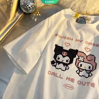 2022 Japanese Cartoon Cute Sanrio Kuromi Melody Printed Short-sleeved T-shirt Couples Ins Tide Loose and Versatile Casua