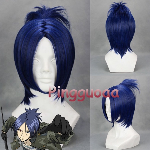 Ruler Anime Katekyo Hitman Reborn Rokudo Mukuro Cosplay Wig 40cm Short Wigs Heat Resistant Synthetic Wigs