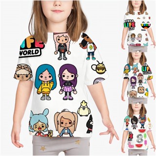 ใหม่ เสื้อยืดแขนสั้น พิมพ์ลายการ์ตูน Toca Life World 3 มิติ แฟชั่นฤดูร้อน สําหรับเด็กผู้ชาย และเด็กผู้หญิง