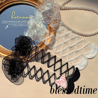 Blessedtime- ถุงเท้า ผ้าตาข่ายโปร่งใส สไตล์โลลิต้า สําหรับผู้หญิง