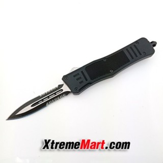 มีด มีดสปริงตรงขนาดกลาง คมสองด้านกึ่งหยัก Microtech Combat Troodon 00556 D/E Automatic Knife Camping Tool