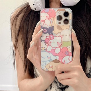 SANRIO เคสโทรศัพท์มือถือแบบนิ่ม TPU ใส กันกระแทก ลายการ์ตูนซานริโอ้น่ารัก สร้างสรรค์ สําหรับ iPhone 14 13 12 11 Pro Max