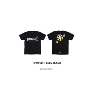 พร้อมส่ง ผ้าฝ้ายบริสุทธิ์ QWT134-1 BEES BLACK สีดำ T-shirt