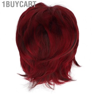 1buycart Fashion Short Wig  Thick Comfortable Women Short Wig Adjustable Breathable Red  for Parties