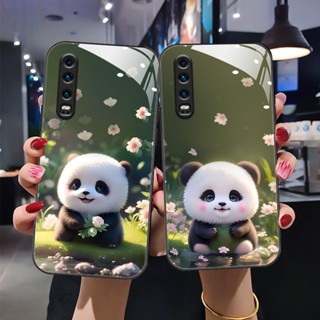 Dmy เคสโทรศัพท์มือถือกระจกนิรภัย ลายแพนด้าน่ารัก สําหรับ huawei P30 pro nova 4e P50 pro P20 Lite P10 plus P40 mate 20X 20 pro 50 40 30 pro