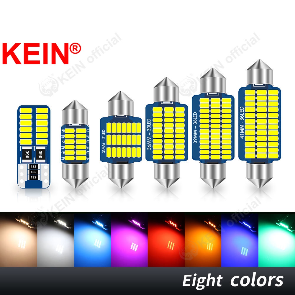 Kein 2PCS ไฟเพดานโดมรถ T10 Led 31/28/36/39/41 มม. C5W C10W C3W 3014 แผงอ่านป้ายทะเบียน ภายในรถ มอเตอร์ไซค์