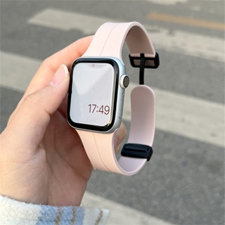 สายนาฬิกาข้อมือซิลิโคนแม่เหล็ก สําหรับ Smart Watch Band 44 มม. 45 มม. 49 มม. 40 มม. 41 มม. 42 มม. 38 มม. iWatch Series Ultra 7 8 se 6543 2