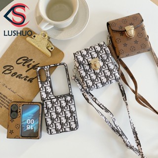 Lushuo เคสโทรศัพท์มือถือหนัง ฝาพับ ขนาดเล็ก พร้อมช่องใส่บัตร สําหรับ OPPO Find N2 findn2