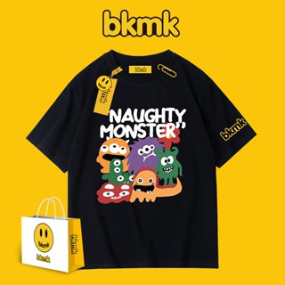 Bkmk เสื้อยืดแขนสั้น ผ้าฝ้าย ทรงหลวม พิมพ์ลายการ์ตูน สไตล์วินเทจ อเมริกัน ฤดูร้อน สําหรับผู้ชาย