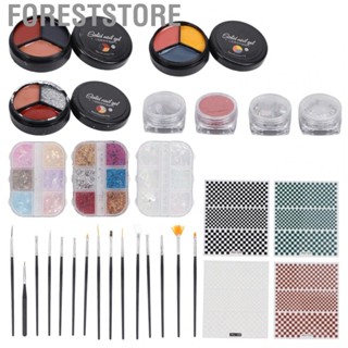 Foreststore Nail Art Tool  Safe Professional Nail Sequins Solid Gel Polish Nail Art Brush Set  for Home Salon for Beginner