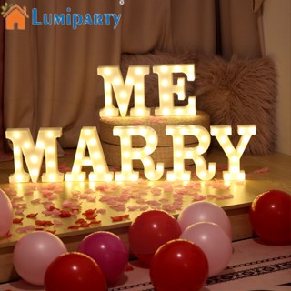 Lumiparty โคมไฟ Led รูปตัวอักษรภาษาอังกฤษ Marry Me 3d สําหรับตกแต่งงานแต่งงาน ปาร์ตี้ ในร่ม กลางแจ้ง