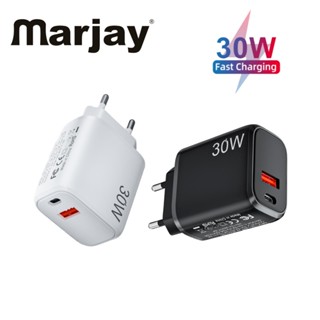 Marjay พอร์ตคู่ PD QC3.0 Mini Charger PD30W ที่ชาร์จติดผนัง