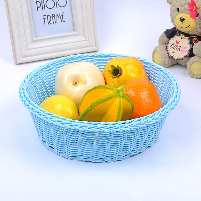 🔥READY STOCK🔥 Rattan Storage Basket | Rattan Fruit Basket for Kitchen| 收纳筐仿藤编 日式简约木把手客厅整理筐 零食筐杂物收纳篮
