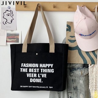 JIVIVIL·กระเป๋า Tote ขนาดใหญ่ความจุของเกาหลีรุ่นง่าย ๆ กระเป๋าแฟชั่นผ้าใบ