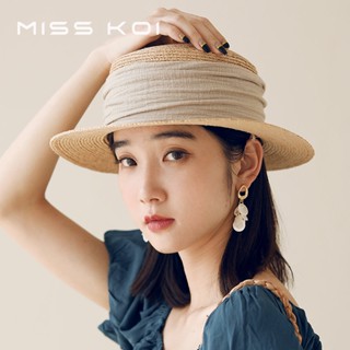 Misskoi [พร้อมส่ง] หมวกฟางแบน ขนาดเล็ก สไตล์ญี่ปุ่น ย้อนยุค เหมาะกับฤดูใบไม้ผลิ ฤดูร้อน สําหรับผู้หญิง