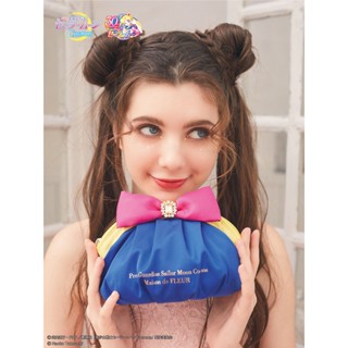 【 Maison De FLEUR 】 Sanrio ญี่ปุ่น Sailor Moon กระเป๋าเก็บเครื่องสําอาง โบว์ ผ้า กระเป๋าเครื่องสําอาง