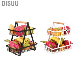 Disuu 2 Tier Fruit Tray  Large  2 Layer Storage Stand Handheld Carbon Steel  for Home