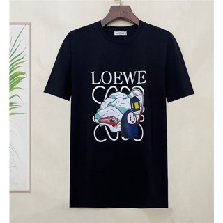 L0ewe ใหม่ เสื้อยืดแขนสั้น ผ้าฝ้าย พิมพ์ลายโลโก้ สําหรับผู้ชาย ไซซ์ S-4XL